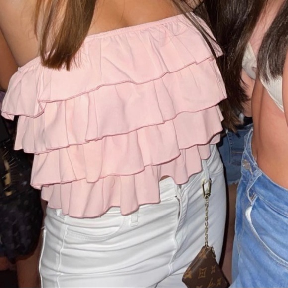 pink ruffled tube top (size 2 or small) - Picture 4 of 4